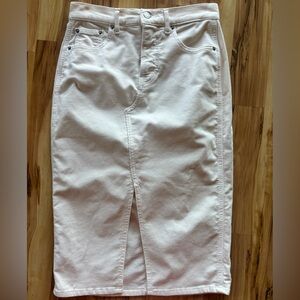 Veronica Beard Jeans Off White Stretch Thin Wale Corduroy Skirt